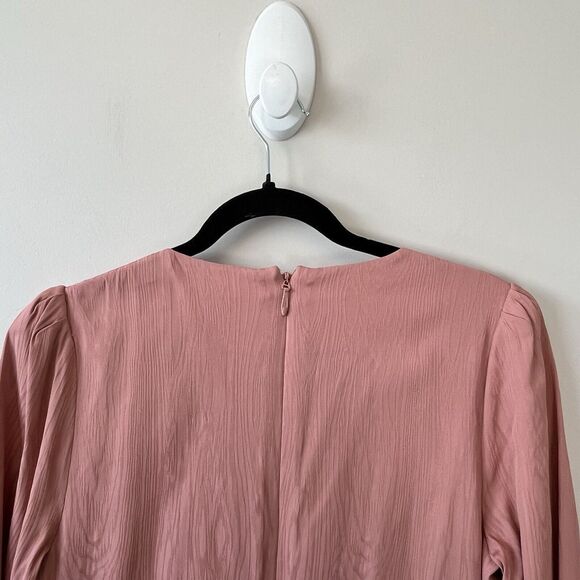 BCBGMAXAZRIA Cameo Faux Wrap Dress Cocktail Pink Bow Detail Coquette Size 6 - Picture 12 of 15